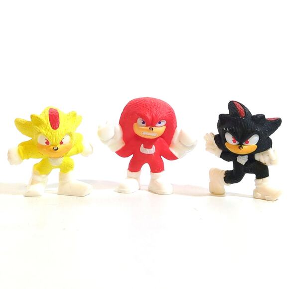 Lot 3 Sonic The Hedgehog 3 Happy Meal Toys Shadow Knuckles Super Sonic Loose - Picture 1 of 3